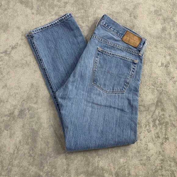 Polo Ralph Lauren Jeans Men 34x29” Blue Wash Cotton Hampton Relaxed Straight - Picture 1 of 15